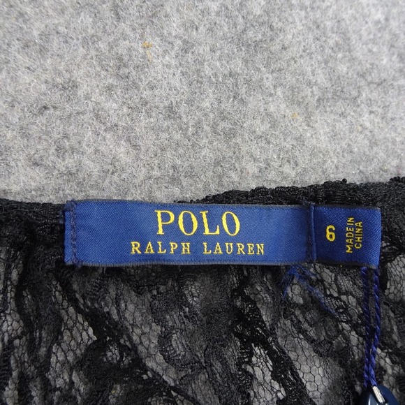 Polo Ralph Lauren Dress Womens 6 Lace Top Black Belted Lined Sleeveless Shift F - Picture 7 of 14